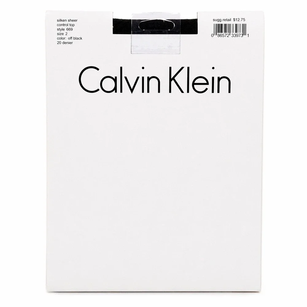 Calvin Klein Silken Sheer Control Top Pantyhose Sz 2 Off Black NIP